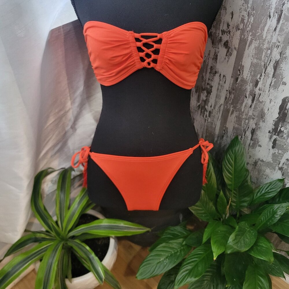 NWOT Michael Kors Swim Coral Bandeau Bikini Set